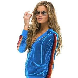 NWT Aviator Nation Velvet Zip Hoodie Sweatshirt Velour XL sold out online